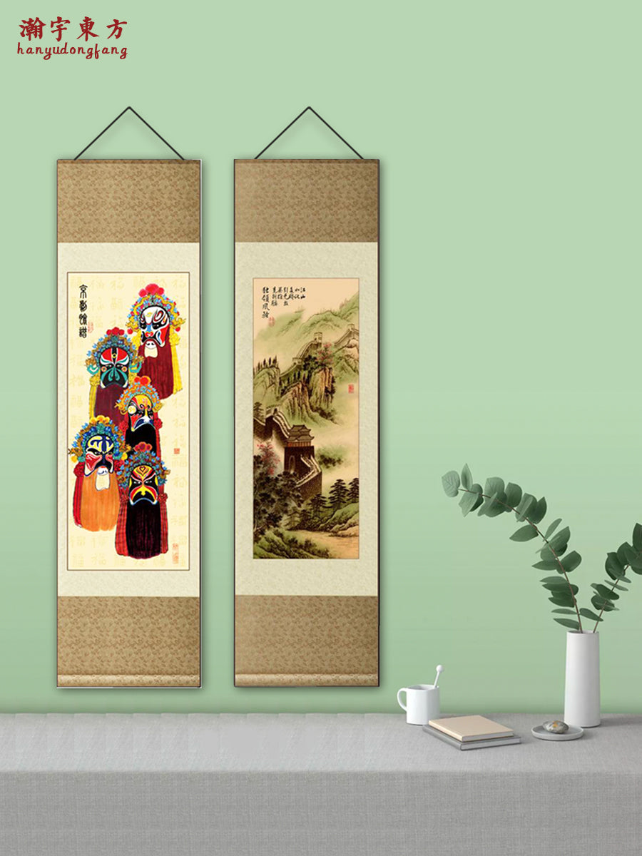 Gifts for foreigners abroad, silk scroll paintings, gifts for foreigners, traditional Chinese Sichuan panda faces