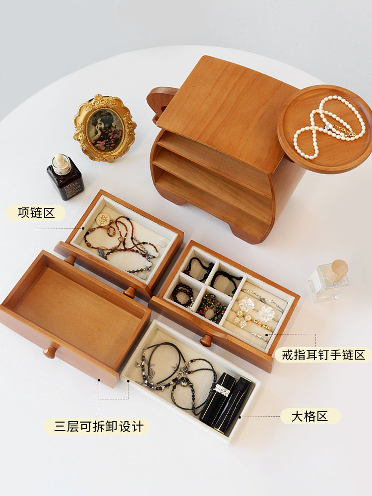Jewelry box, solid wood storage box, high-end exquisite jewelry, gold newlywed housewarming gifts