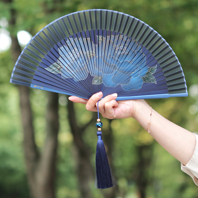 Mogan Fan Chinese style ancient peony flower silk fan with cheongsam gift fan high-end cultural and creative gifts