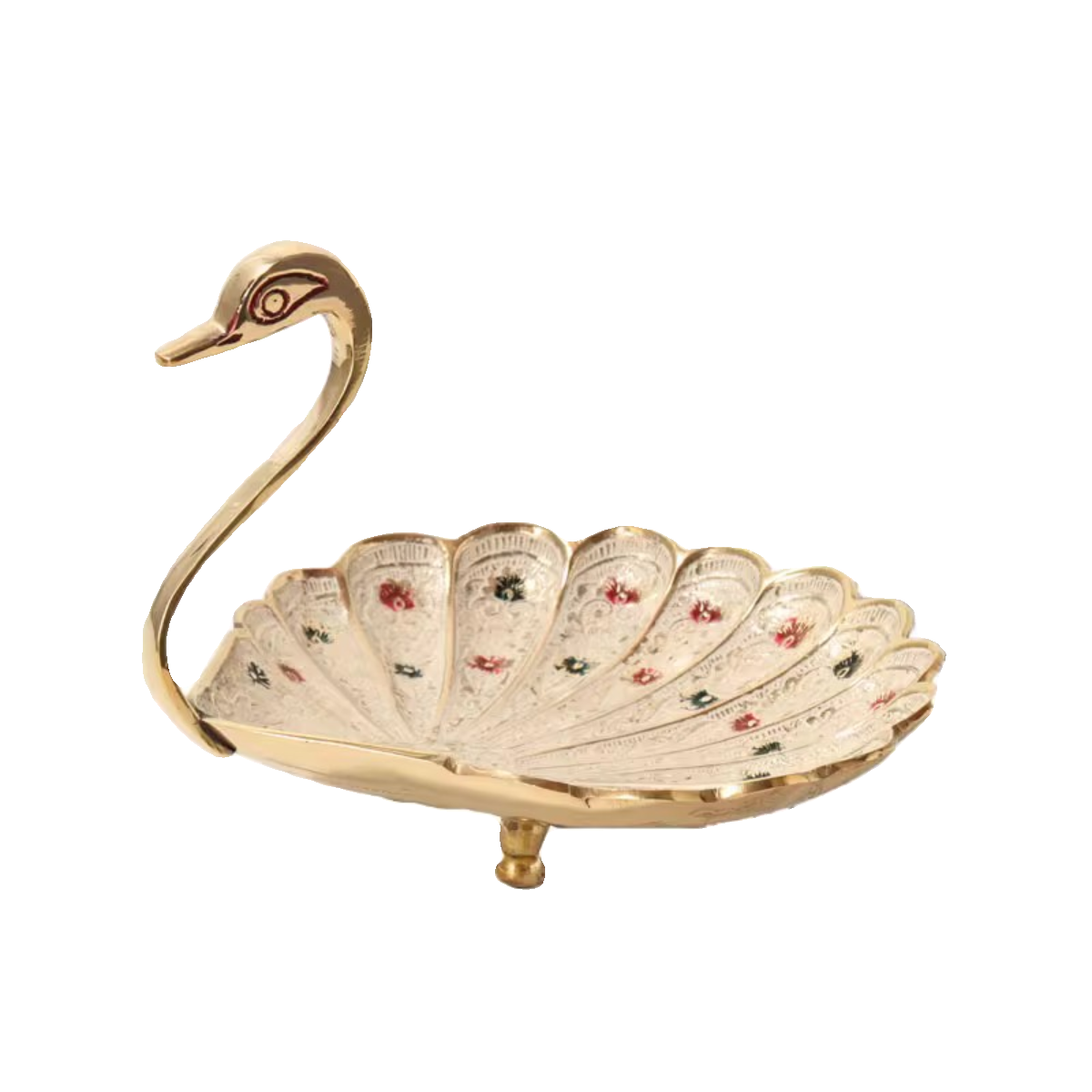 Imported brass handmade peacock storage tray coffee table dried fruit snack tray swan jewelry key saucer fruit plate ornaments