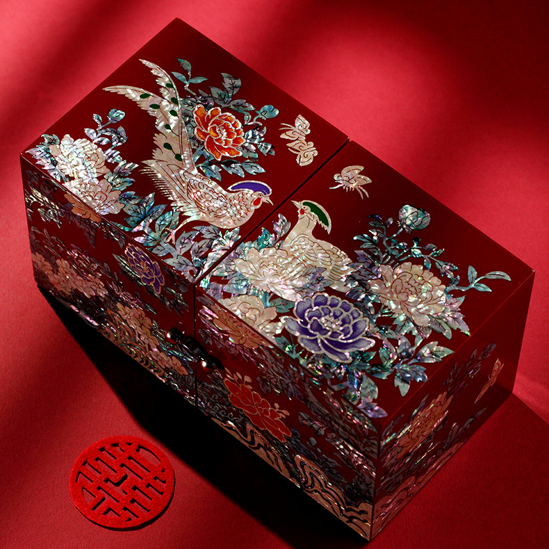 Nine-color deer, luodian lacquerware, traditional inlay handicrafts, gifts, wedding gifts, Chinese style, folio jewelry boxes, national tide