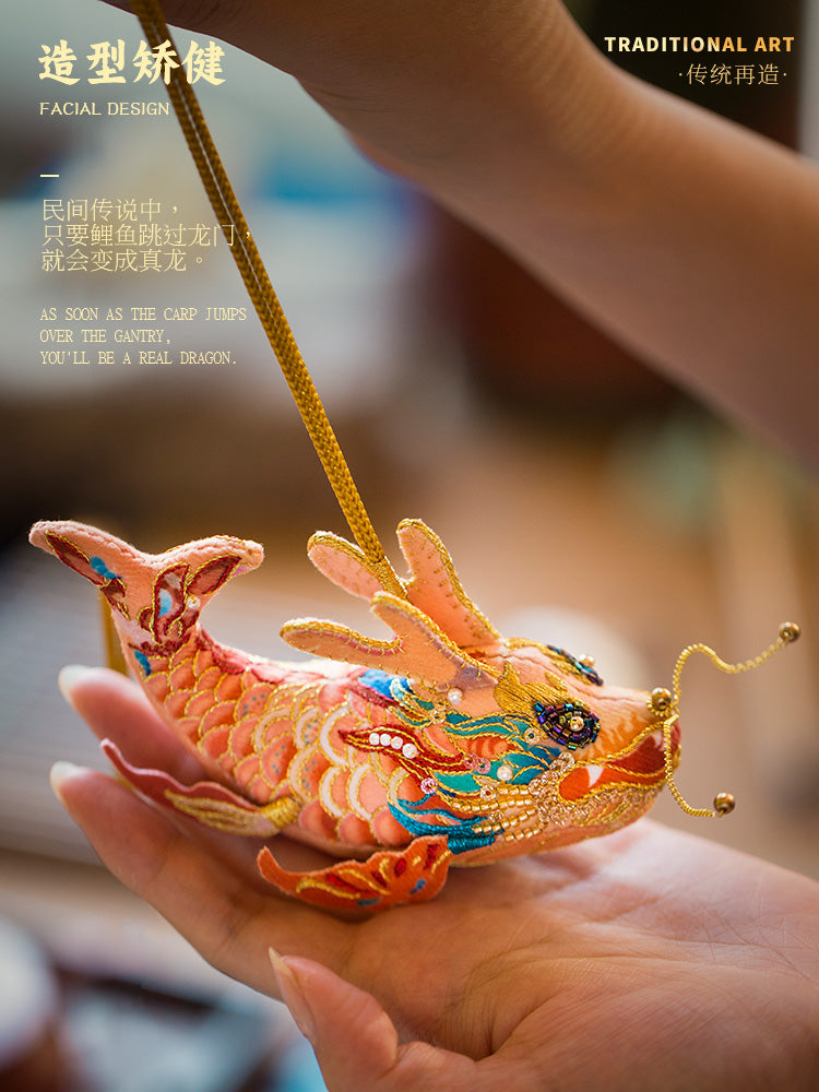 Herding sheep class dragon year embroidery handmade DIY material package koi peace charm car pendant portable sachet creative gifts