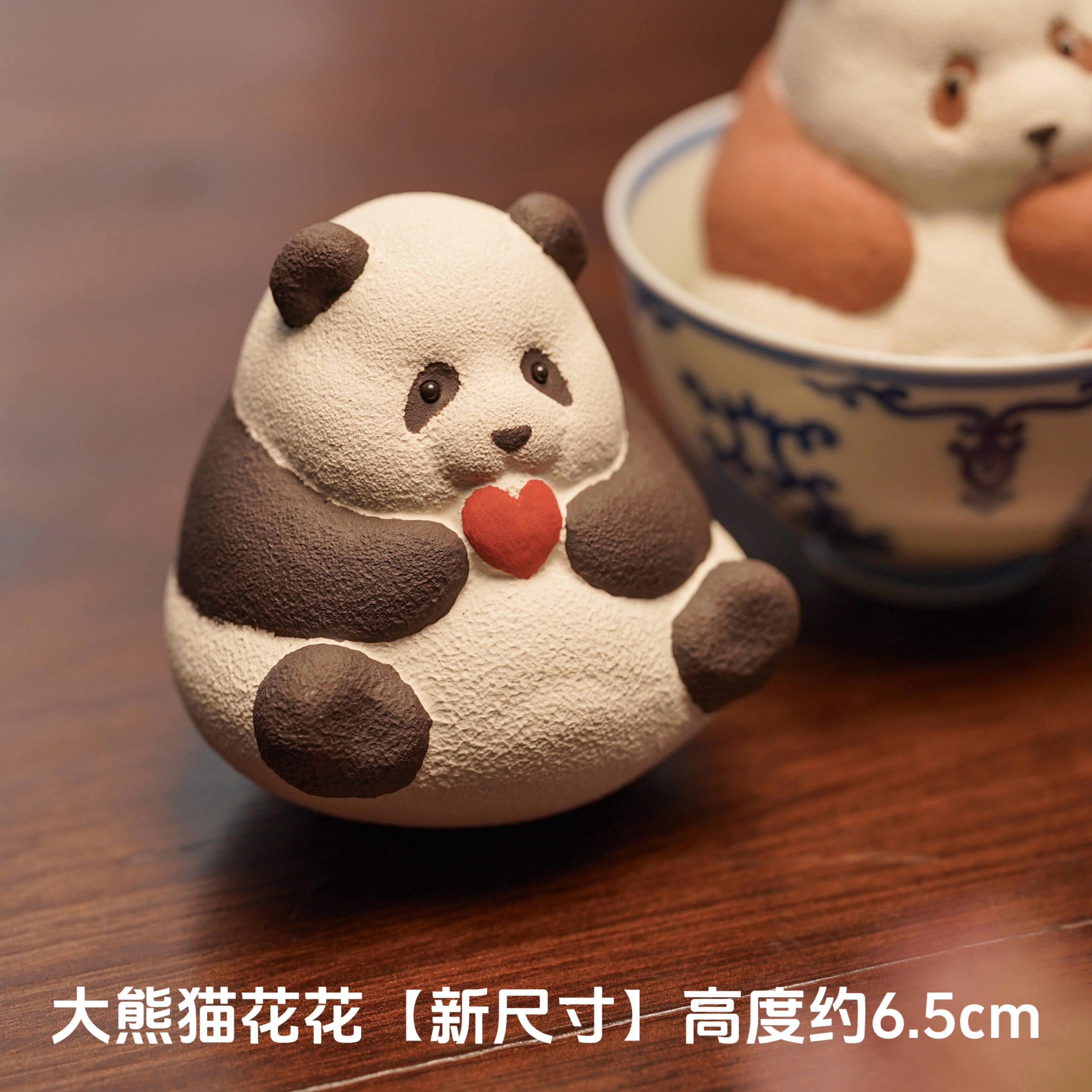 Panda flower ceramic tide toy figure from Ming Zisha original handmade Qizai cultural and creative gift gift panda ornaments