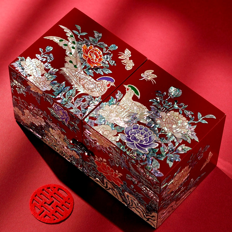 Nine-color deer, luodian lacquerware, traditional inlay handicrafts, gifts, wedding gifts, Chinese style, folio jewelry boxes, national tide
