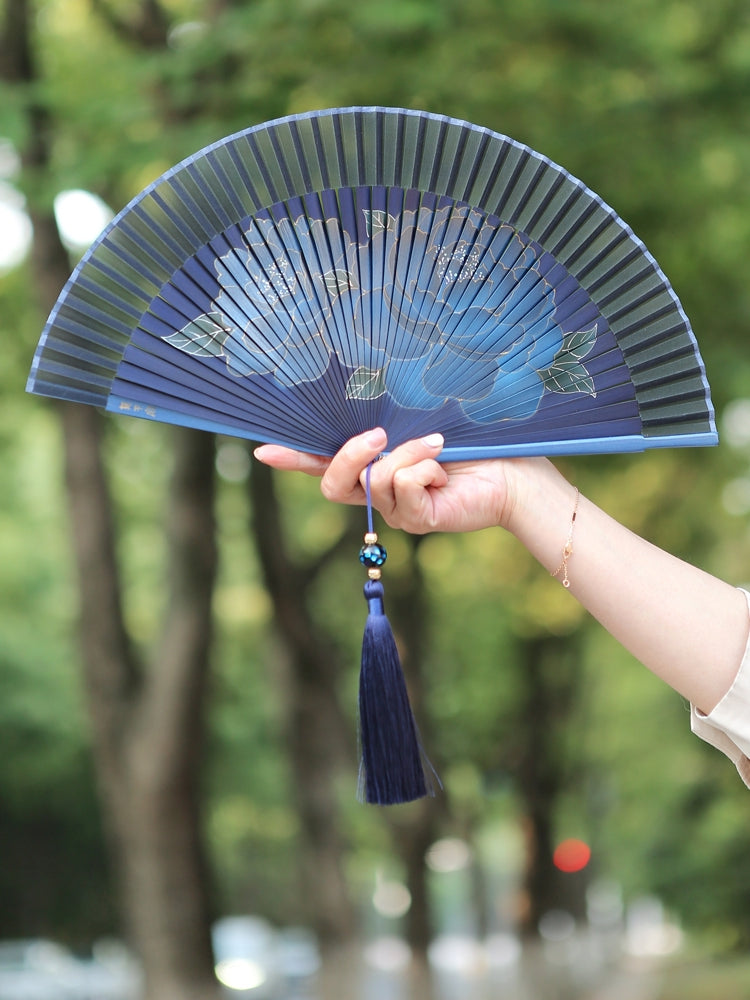 Mogan Fan Chinese style ancient peony flower silk fan with cheongsam gift fan high-end cultural and creative gifts