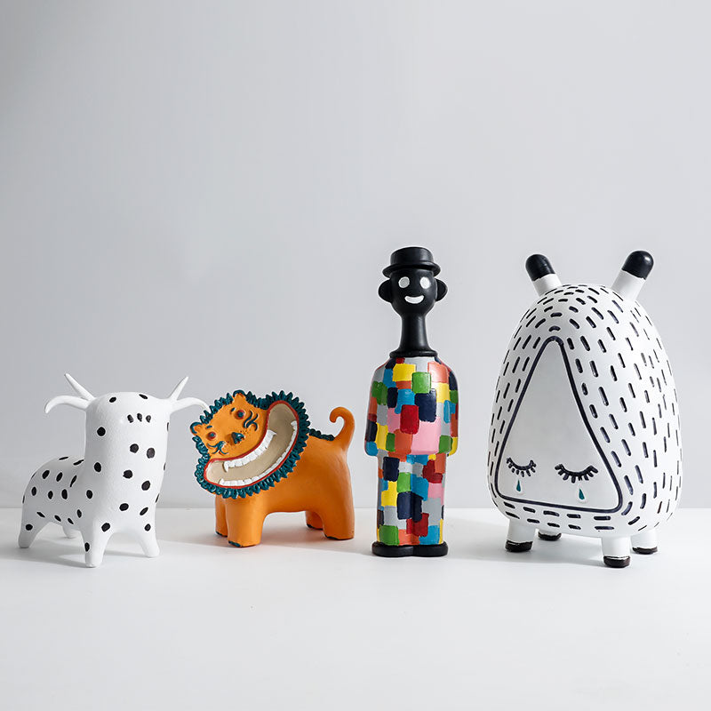 Simple modern cartoon small monster animal ornaments ornaments, children's room, home soft decoration design, living room desktop template
