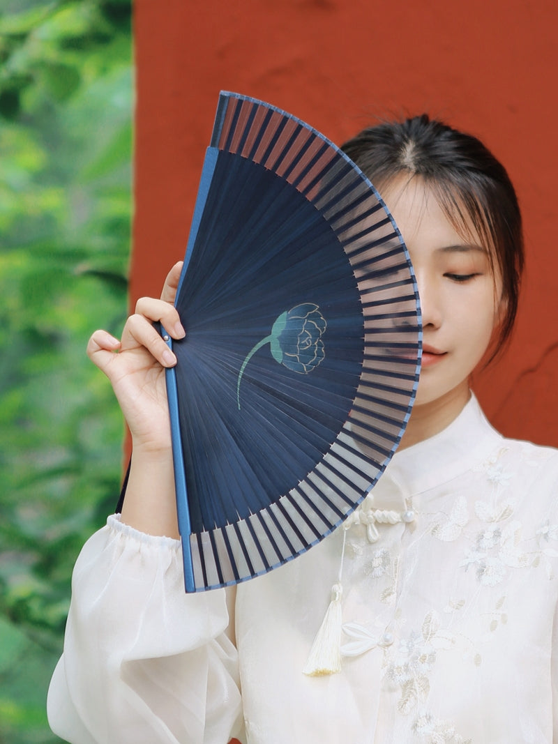 Mogan Fan Chinese style ancient peony flower silk fan with cheongsam gift fan high-end cultural and creative gifts