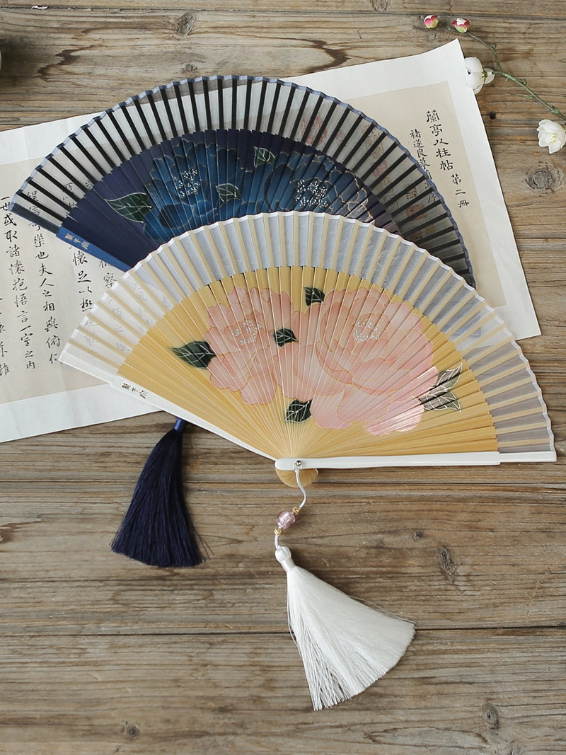 Mogan Fan Chinese style ancient peony flower silk fan with cheongsam gift fan high-end cultural and creative gifts