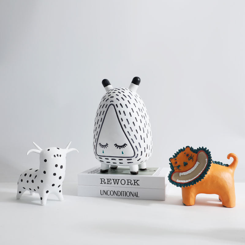 Simple modern cartoon small monster animal ornaments ornaments, children's room, home soft decoration design, living room desktop template