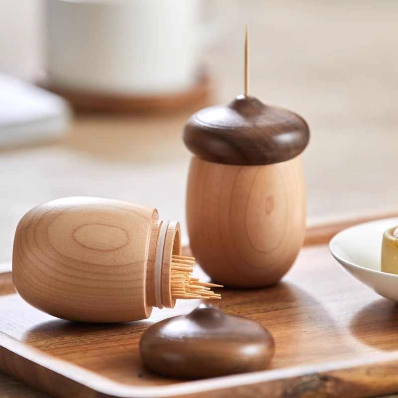 Little Bee Toothpick Box 2025 New Creative Ornament Toothpick Holder Solid Wood Light Luxury Premium Toothpick Jar with High Appearance