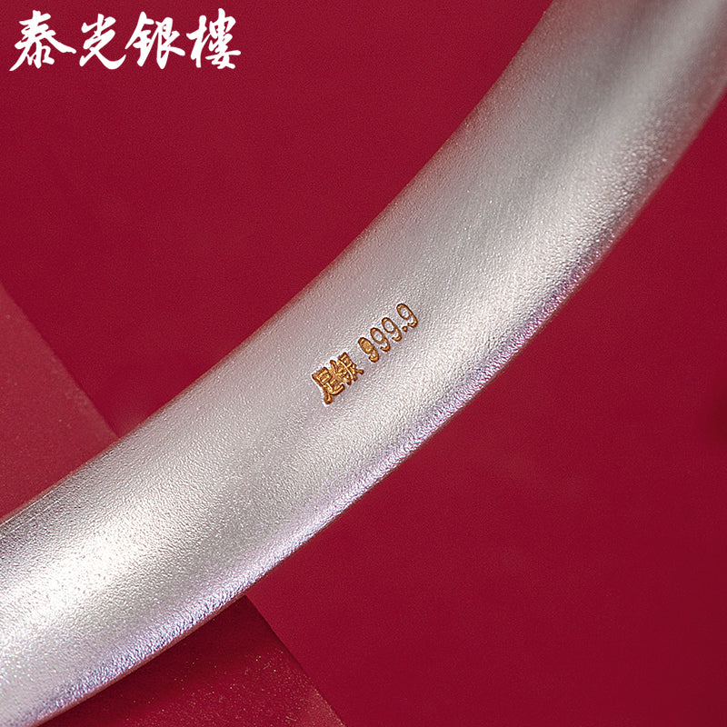 Pure Silver 9999 Enamel Color, Gold Treasure Xianghua Silver Bracelet, National Style Sterling Silver Bracelet for Girlfriend Gift
