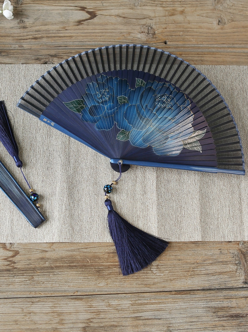 Mogan Fan Chinese style ancient peony flower silk fan with cheongsam gift fan high-end cultural and creative gifts